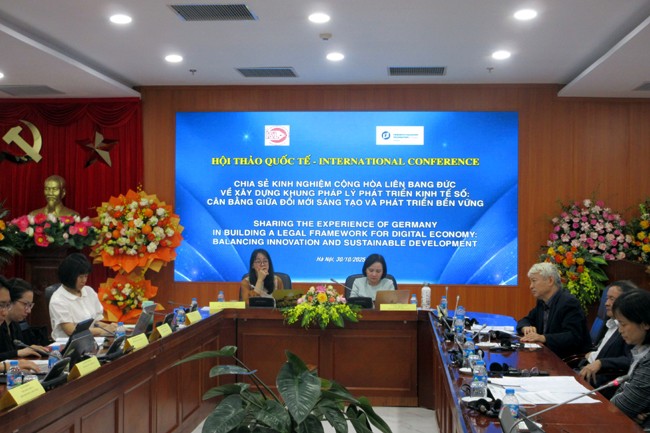 Hội thảo quốc tế “Chia sẻ kinh nghiệm CHLB Đức về xây dựng khung pháp lý phát triển kinh tế số: Cân bằng giữa đổi mới sáng tạo và phát triển bền vững”